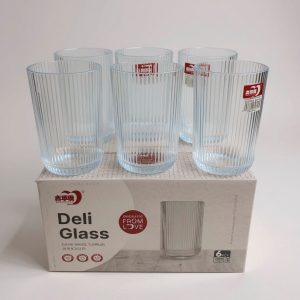 Vaso vidrio rayas x6