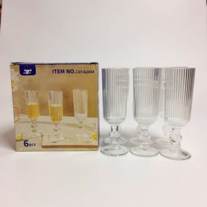 Copa champagne vidrio rayas x6