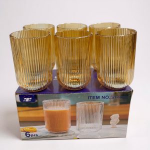 Vasos de vidrio ambar rayas x6