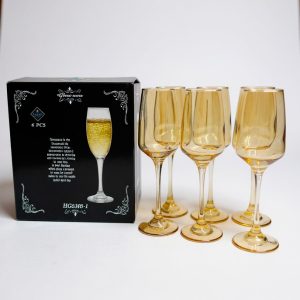 Copa champagne vidrio ambar x6