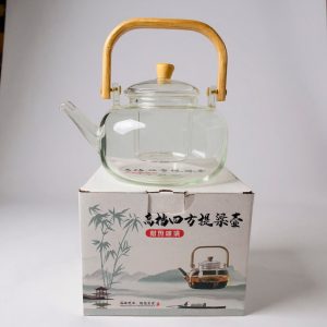 Tetera vidrio mango de madera 1Lt