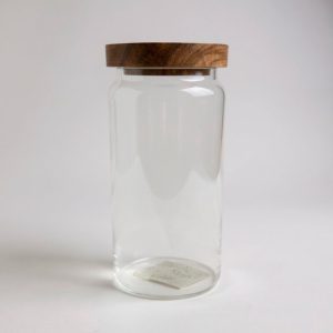 Frasco de vidrio tapa acacia 900ml