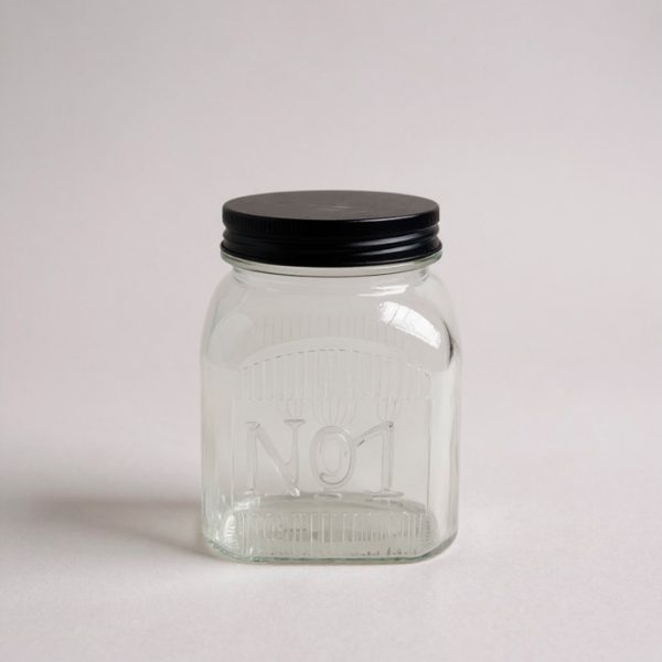 Frasco vidrio rayas tapa negra 900ml