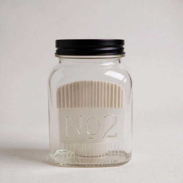 Frasco vidrio rayas tapa negra 1100ml