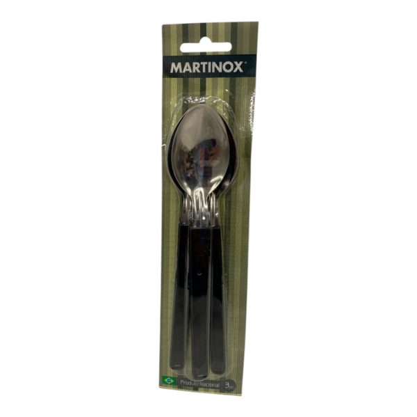 Cucharas x3 mango azul plastico Martinox