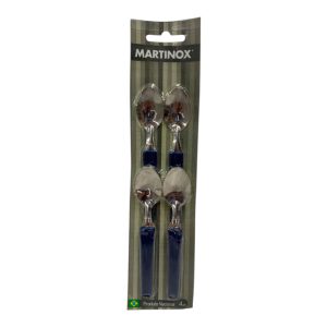 Cucharitas x4 mango azul plastico Martinox