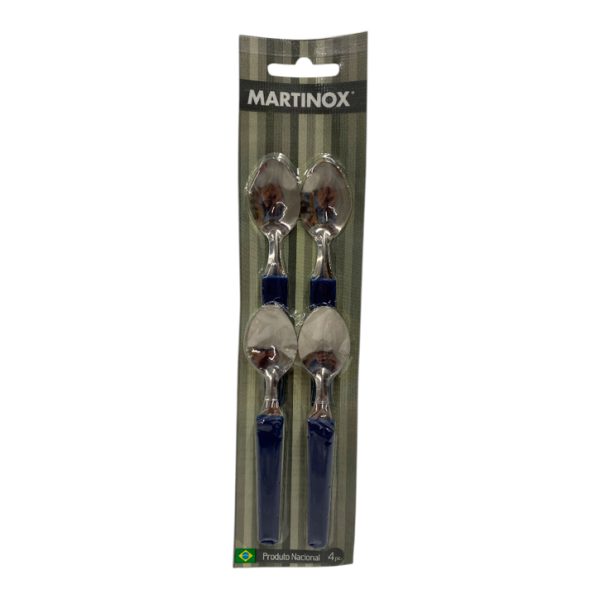 Cucharitas x4 mango azul plastico Martinox