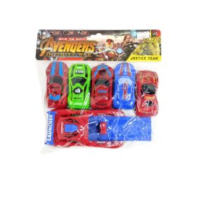 Lanza auto avengers + 5 autitos