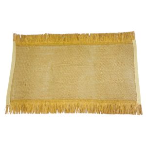 Individual rectangular de rafia con flecos