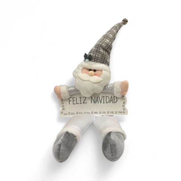 Papa noel blanco con cartel de madera