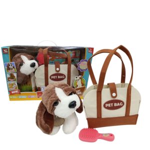 Perro beagle de peluche con bolso y accesorios
