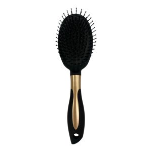 Cepillo de pelo oval negro y dorado