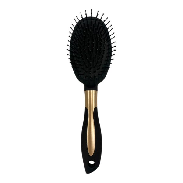 Cepillo de pelo oval negro y dorado