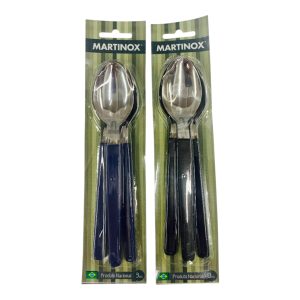 Cucharas x3 mango negro plastico martinox