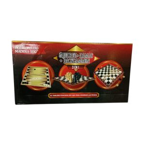 Ajedrez damas y bachgamon de madera grande