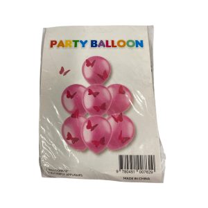 Set de globos rosa 12 pulgadas con mariposas