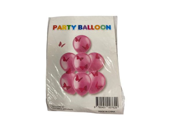 Set de globos rosa 12 pulgadas con mariposas