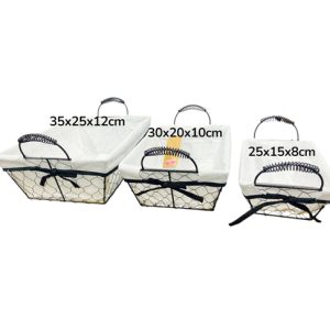 Set x3 canastas de metal forradas