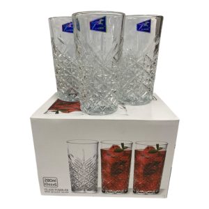 Vasos trago largo labrado x6 280ml