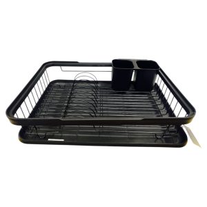Escurridor de platos negro 1 piso con bandeja