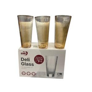 Vasos de vdrio x6 altos rayas color 410mm