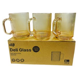 Taza vidrio mil rayas x6 ambar 390 ml