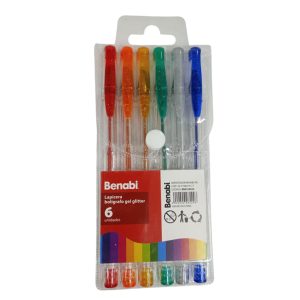 Boligrafo gel con glitter x6