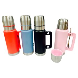 Termo de acero con mate y bombilla 1L