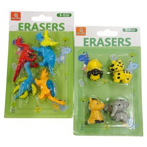 Goma de borrar animalitos x4