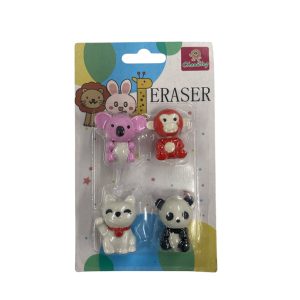 Goma de borrar animalitos x4