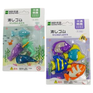 Goma de borrar pescaditos x4