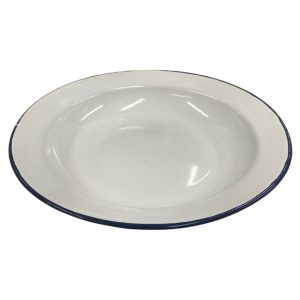 Plato hondo enlozado bode azul