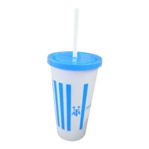 Vaso plastico con tapa y sorbete Argentina grande