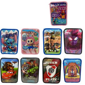 Cartuchera 2 cierres personajes plastificado