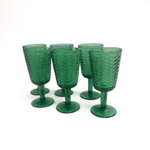 Copas de vidrio labradas verdes x6 art.20216