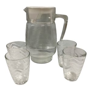 Jarra de vidrio 1.6L + 4 vasos 200ml