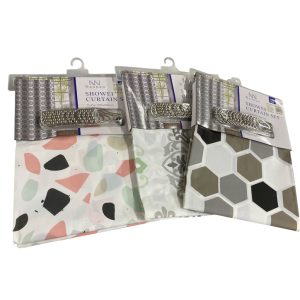 Cortina de ba&ntilde;o con ganchos art.53356