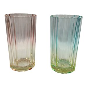 Vaso de vidrio x2 bicolor raya 330ml