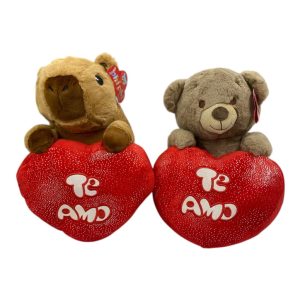 Animales c/ corazon de peluche 30cm