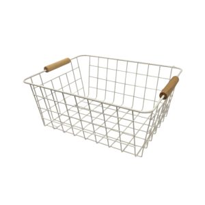 Canasto de alambre manijas de madera art.41984
