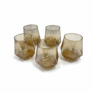 Vasos de vidrio x6 ambar geometricos 320ml art.50